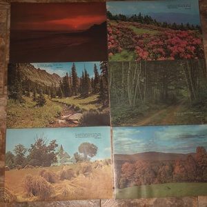 Vintage Set of 7 Indoor Outdoor Plastic Coated Placemats 1970s